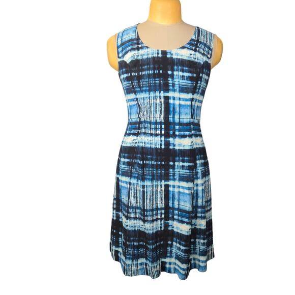 Pendleton Womens Size 6 Sleeveless Dress Abstract Plaid Blue Vacation Travel - Picture 1 of 13